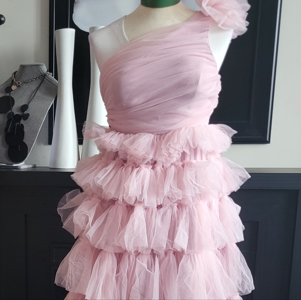 ❤️Elegant Pink Ruffled Dress Size small